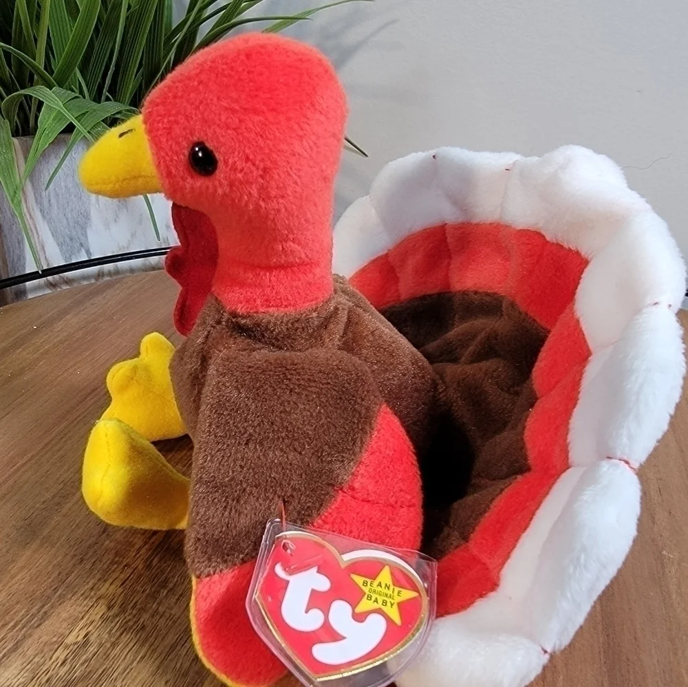 TY Vintage Gobbles Turkey Thanksgiving Plush Animal Beanie Baby Babies 1996 PVC